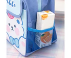 Lunch Bag Multiple Pockets Large Capacity Portable Girl Lunch Box Cute Insulated Bento Bag for Office School -Blue - Blue