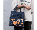 Lunch Bag Insulation Preservation Handheld Adorable Cute Picnic Bento Bag for School -Navy Blue - Navy Blue