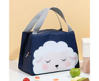 Lunch Bag High Capacity Waterproof Insulated Cartoon Pattern Smooth Zipper Keeping Warm Cold Fine Sewing Leakproof Thermal Bento Tote for Picnic-Navy Blue - Navy Blue