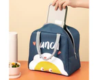 Lunch Bag Waterproof Dust-proof Large Portable Handle Zipper Insulation/Cold Preservation Oxford Cloth Adorable Print Bento Box Pouch for Outdoor-Navy Blue - Navy Blue