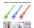 Portable Indoor Balcony 5 Hole Clothes Hanging Drying Rack Window Frame Hanger-Green