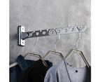6/8 Holes Foldable Wall Mounted Stainless Steel Clothes Hanger Hook Drying Rack- 6 Holes
