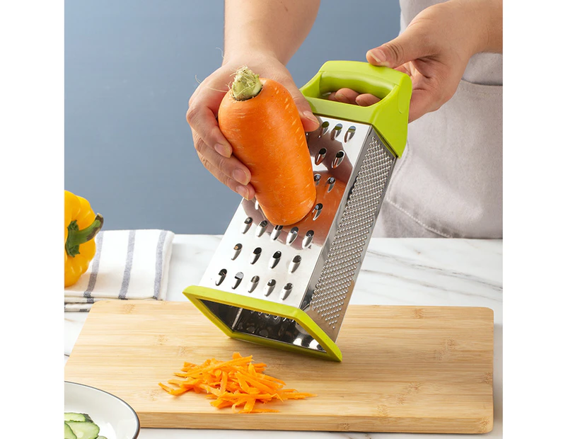 Food Grater Practical 4-Sided Boxed Grater Convenient Multifunctional Vegetable Cutter Surface Glide Technology Kitchen Gadgets-Green