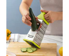 Food Grater Practical 4-Sided Boxed Grater Convenient Multifunctional Vegetable Cutter Surface Glide Technology Kitchen Gadgets-Green