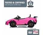 Lamborghini Performante Kids Electric Ride On Car Remote Control Pink