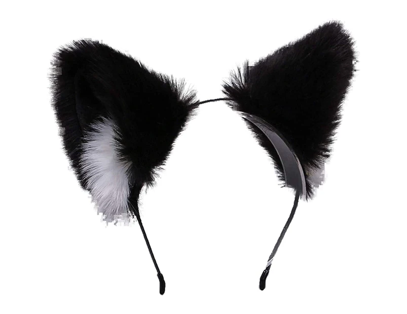 Cat Ears Headband Cosplay Hairband Fluffy Girl Women Cute Party Headwear - Black