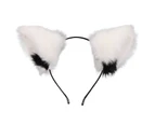 Cat Ears Headband Cosplay Hairband Fluffy Girl Women Cute Party Headwear - White