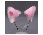 Cat Ears Headband Cosplay Hairband Fluffy Girl Women Cute Party Headwear - Pink