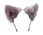 Cat Ears Headband Cosplay Hairband Fluffy Girl Women Cute Party Headwear - Grey