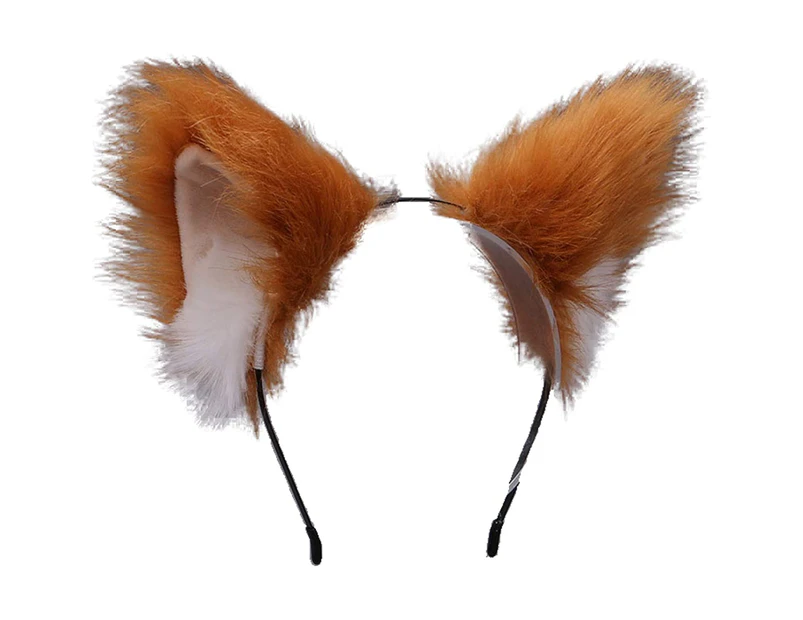 Cat Ears Headband Cosplay Hairband Fluffy Girl Women Cute Party Headwear - Light tan