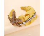 Fashion Headband for Women Luxurious Elegant Wide Headband with Rhinestone Starfish Bee Crystal Hairband - Yellow