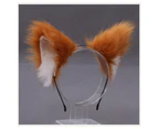 Cat Ears Headband Cosplay Hairband Fluffy Girl Women Cute Party Headwear - Light tan