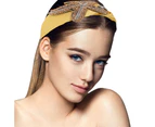 Fashion Headband for Women Luxurious Elegant Wide Headband with Rhinestone Starfish Bee Crystal Hairband - Yellow
