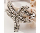 Fashion Headband for Women Luxurious Elegant Wide Headband with Rhinestone Starfish Bee Crystal Hairband - Beige