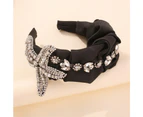 Fashion Headband for Women Luxurious Elegant Wide Headband with Rhinestone Starfish Bee Crystal Hairband - Black