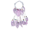 Feather Headband Hippie Headdress - Bohemian Indian Feather Headdress Native American Feather Headpiece - Purple