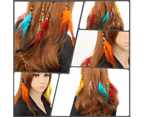 Feather Headband Hippie Indian Boho Hair Hoop Tassel Bohemian Headdress Headwear Headpiece Women - Red wine