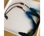Feather Headband Hippie Indian Boho Hair Hoop Tassel Bohemian Headdress Headwear Headpiece Women - Blue