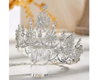 Crystal Gold Tiara for Wedding Birthday Crown Cake Topper Pageant Prom Headband Christmas Gift - Silver