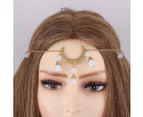 Boho Tassel Head Chain Crystal Hair Chain Crescent Moon Festival Wedding Headpieces Hair Acessories - Gold