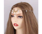 Boho Tassel Head Chain Crystal Hair Chain Crescent Moon Festival Wedding Headpieces Hair Acessories - Gold