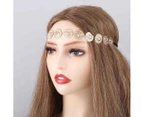 Boho Head Chain Coin Elastic Headbands Wedding Headpiece Hair Accessories for Women and Girls - Gold