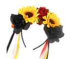 Floral Fall Day of the Dead Flower Crown Festival Headband Rose Mexican Floral Headpiece - Red