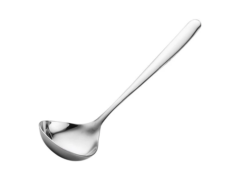 Soup Spoon Ergonomic Design Comfortable Grip Stainless Steel BPA Free Deep Head Stirring Ladle Kitchen Supplies-Silver