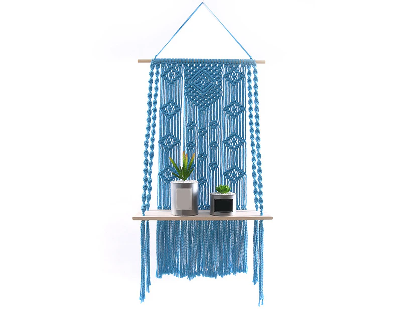 aerkesd Tapestry Storage Shelf Heart Shape High Durability Wood Plant Pot Basket Hanger Holder for Home-Blue
