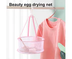 Drying Basket Foldable Windproof Polyester Makeup Blenders Sponges Puff Eggs Brushes Mesh Drying Rack for Home-Pink