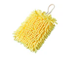 Hand Towel Thicken Super Absorbent Household Hanging Towel Cleaning Cloth with Lanyard for Kitchen-Yellow