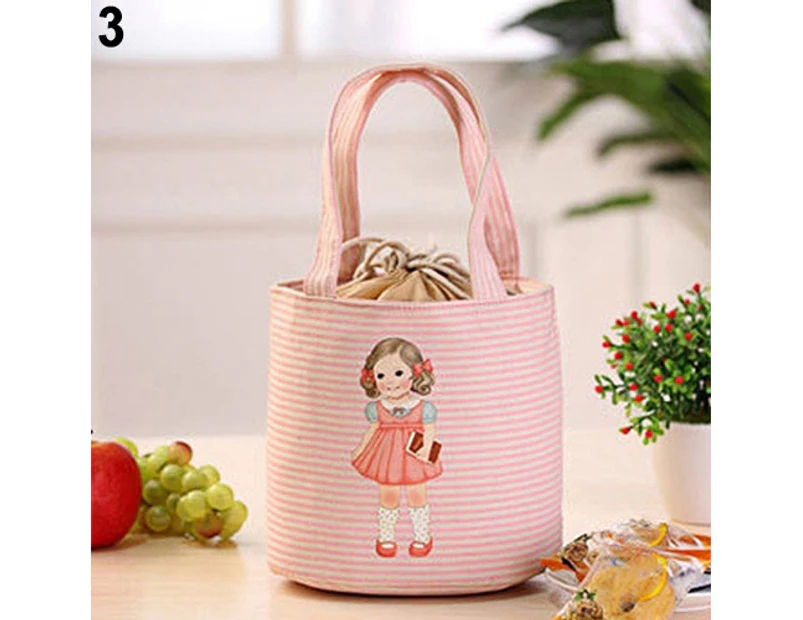 Cute Girl Print Thermal Insulated Lunch Storage Cooler Case Pouch Lunch Box-Pink - Pink