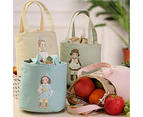 Cute Girl Print Thermal Insulated Lunch Storage Cooler Case Pouch Lunch Box-Green - Green