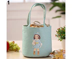 Cute Girl Print Thermal Insulated Lunch Storage Cooler Case Pouch Lunch Box-Yellow - Yellow