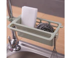 Kitchen Sink Faucet Draining Sponge Soap Brush Towel Holder Storage Rack Basket-Blue - Blue