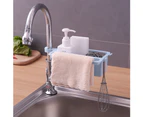 Kitchen Sink Faucet Draining Sponge Soap Brush Towel Holder Storage Rack Basket-Blue - Blue