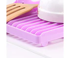 Dish Rack Food Grade Space-saving Plastic Dish Storage Organizer Utensil Drying Rack for Home-Purple - Purple