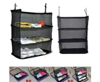 3-Layer Foldable Wardrobe Hanging Storage Bag Clothes Holder Closet Organizer-Black - Black