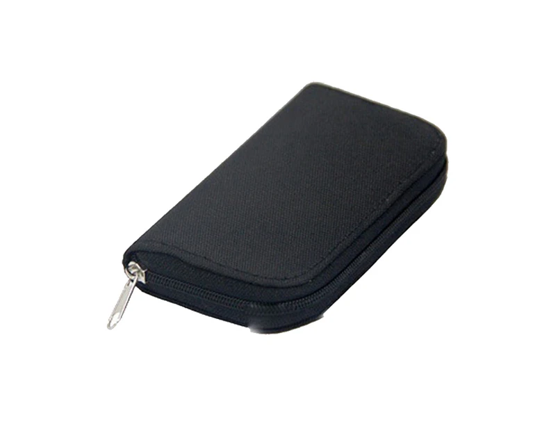 22 Slots Micro SD Memory Card Storage Zipper Pouch Case Protector Holder Wallet-Black - Black