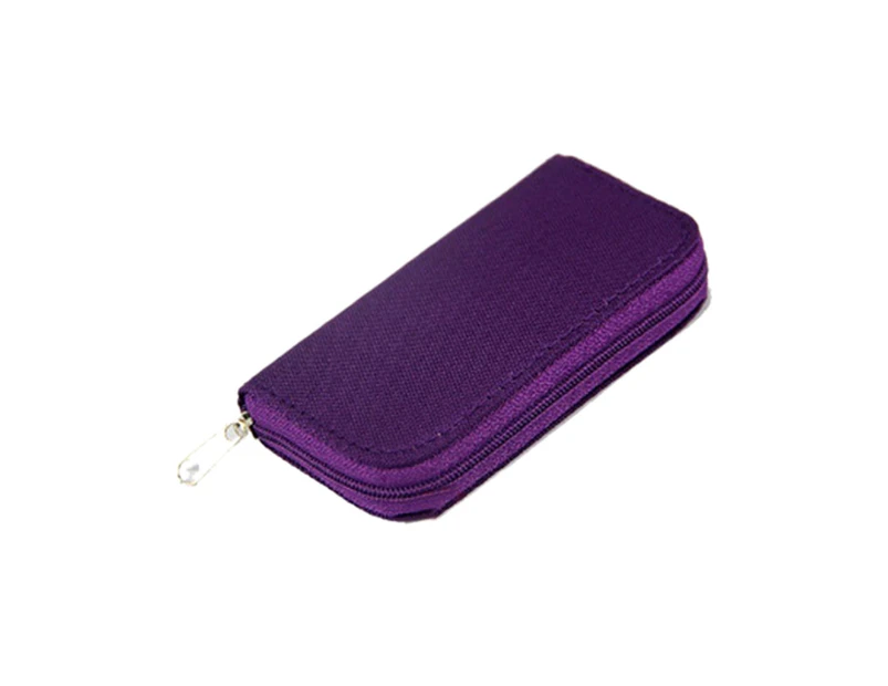 22 Slots Micro SD Memory Card Storage Zipper Pouch Case Protector Holder Wallet-Purple - Purple