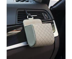 Faux Leather Car Air Vent Storage Bag Phone Key Coins Organizer Box Holder Case-Grey - Grey
