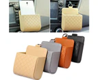 Faux Leather Car Air Vent Storage Bag Phone Key Coins Organizer Box Holder Case-Beige - Beige