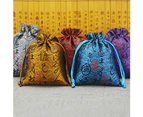 2Pcs Calligraphy Print Storage Bag Jewelry Tea Holder Organzier Drawstring Pouch-Blue - Blue