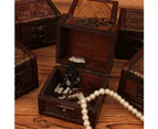 Vintage Small Wood Flower Coin Pattern Box Jewelry Bracelet Storage Holder Case