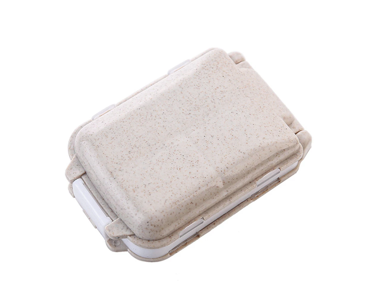 Mini Portable Travel Wheat Straw Pill Box Medicine Storage Case Holder Organizer-Beige - Beige