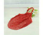 Reusable Large Capacity Food Storage Pouch Fruit Handbag Mesh Net Shopping Bag-Red - Red