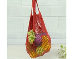 Reusable Large Capacity Food Storage Pouch Fruit Handbag Mesh Net Shopping Bag-Red - Red