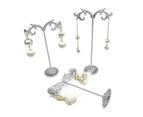 3Pcs Metal Earrings Shelf Stand Holder Jewelry Ear Stud Display Rack Organizer-White - White