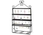 4 Layer Holes Double-side Earring Holder Stand Jewelry Display Stand Rack Shelf-Black - Black