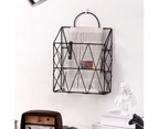 Nordic Newspaper Book Sundries Organizer Desktop Wall Mount Iron Storage Basket-White - White